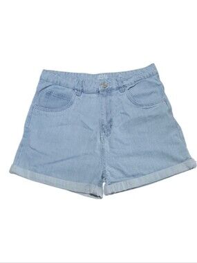 Mom Light Wash High-Rise  Rolled Hem Denim Shorts. Size 9